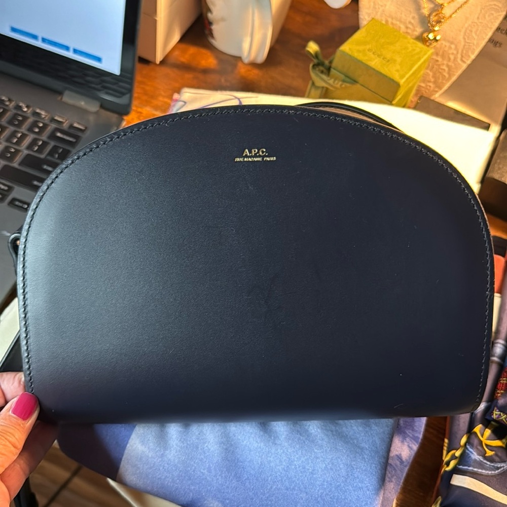 New APC navy blue half moon bag